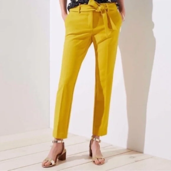 LOFT Yellow Tie-Waist Pants - Picture 3 of 6